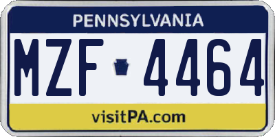 PA license plate MZF4464