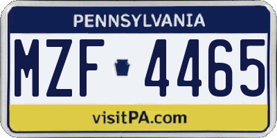 PA license plate MZF4465