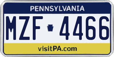 PA license plate MZF4466