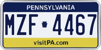 PA license plate MZF4467