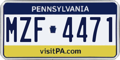 PA license plate MZF4471