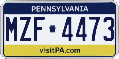 PA license plate MZF4473