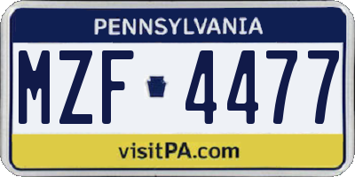 PA license plate MZF4477
