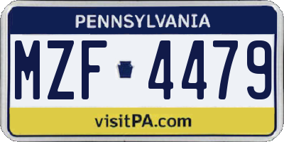 PA license plate MZF4479