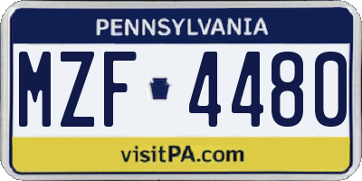 PA license plate MZF4480
