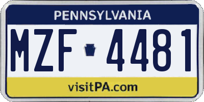 PA license plate MZF4481