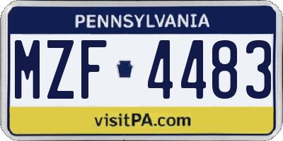 PA license plate MZF4483