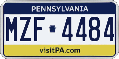 PA license plate MZF4484