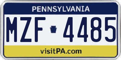 PA license plate MZF4485