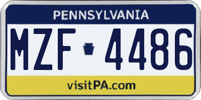 PA license plate MZF4486