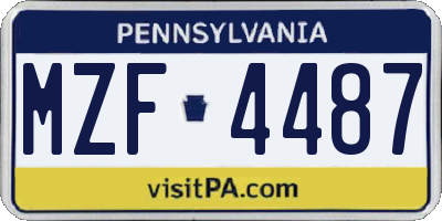 PA license plate MZF4487