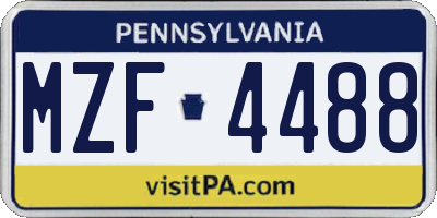 PA license plate MZF4488