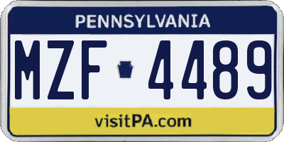 PA license plate MZF4489