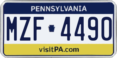 PA license plate MZF4490