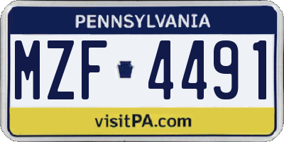PA license plate MZF4491