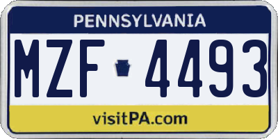 PA license plate MZF4493