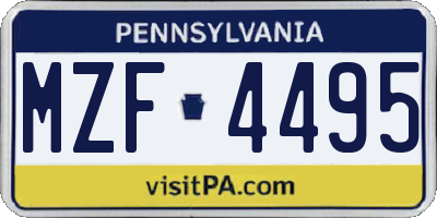 PA license plate MZF4495