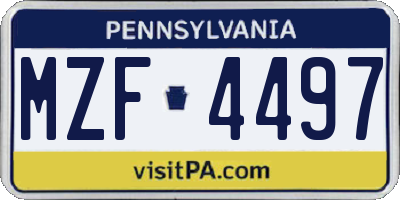 PA license plate MZF4497