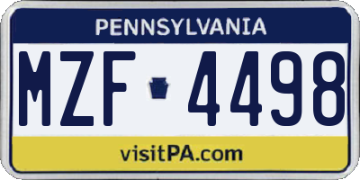 PA license plate MZF4498