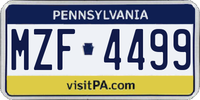 PA license plate MZF4499