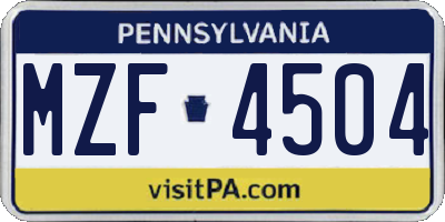 PA license plate MZF4504