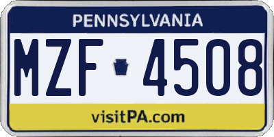 PA license plate MZF4508