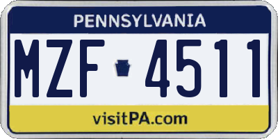 PA license plate MZF4511