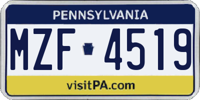 PA license plate MZF4519