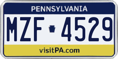 PA license plate MZF4529