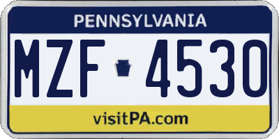 PA license plate MZF4530