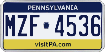 PA license plate MZF4536