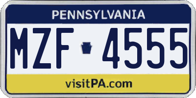 PA license plate MZF4555