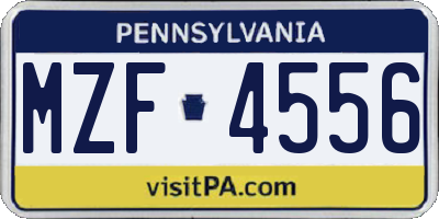 PA license plate MZF4556
