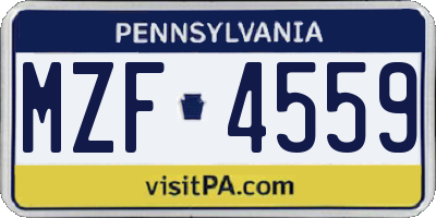 PA license plate MZF4559