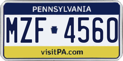 PA license plate MZF4560