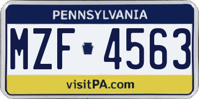 PA license plate MZF4563