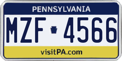 PA license plate MZF4566