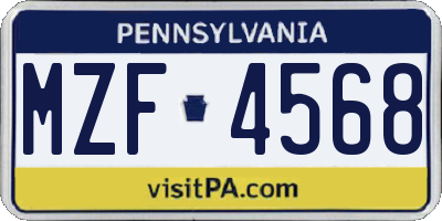 PA license plate MZF4568