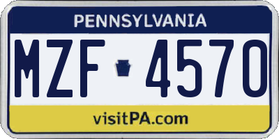 PA license plate MZF4570