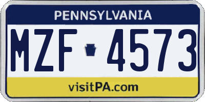 PA license plate MZF4573