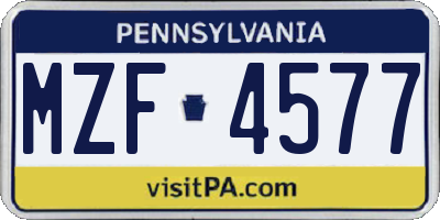 PA license plate MZF4577