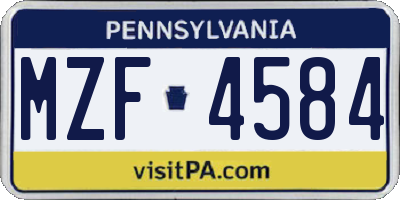 PA license plate MZF4584