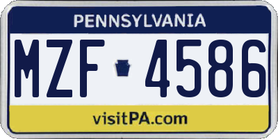 PA license plate MZF4586