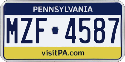PA license plate MZF4587
