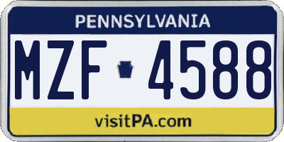 PA license plate MZF4588