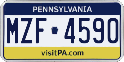 PA license plate MZF4590