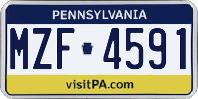 PA license plate MZF4591