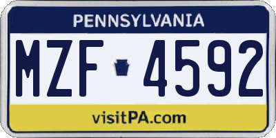 PA license plate MZF4592