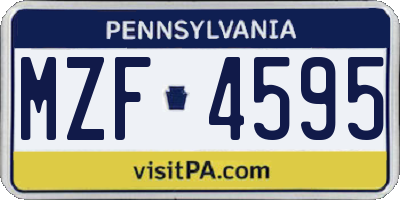 PA license plate MZF4595