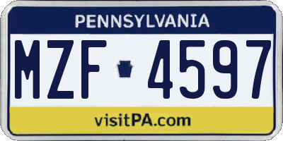PA license plate MZF4597